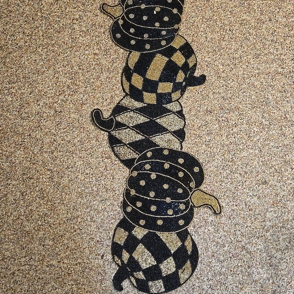 Tahari Black and Gold Pumpkin Table Runner 13 x 36 Inches